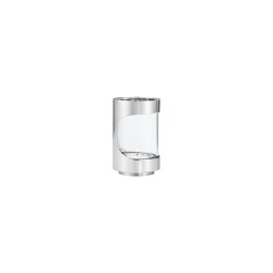 GEORG JENSEN waxinelicht CHROME CONTOURS RVS/ glas H 12cm 2 stuks