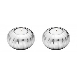 GEORG JENSEN waxinelichten BERNADOTTE RVS set 2 stuks