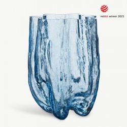 KOSTA BODA vaas CRACKLE blauw H 37cm